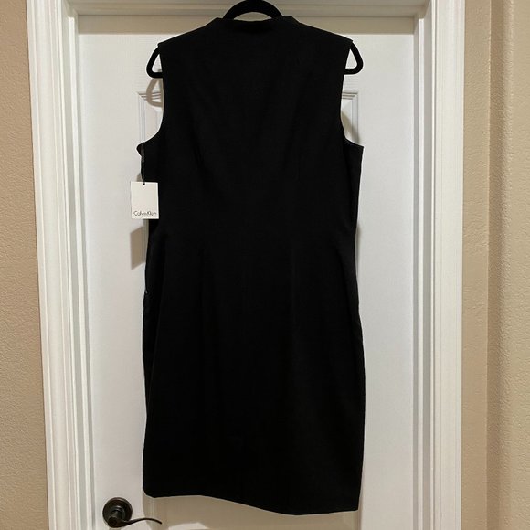 Calvin Klein NWT Black Sleeveless Sleeth Dress w front zippers size 14 - Picture 3 of 8